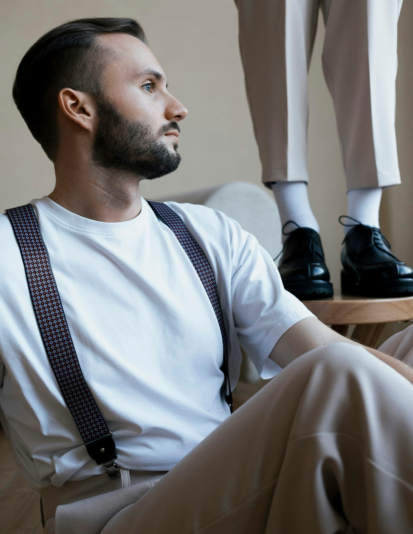 Accessories manufacturing context: braces hardware and elastic detail