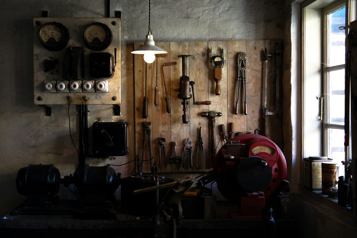 Workshop imagery: a workbench in natural light