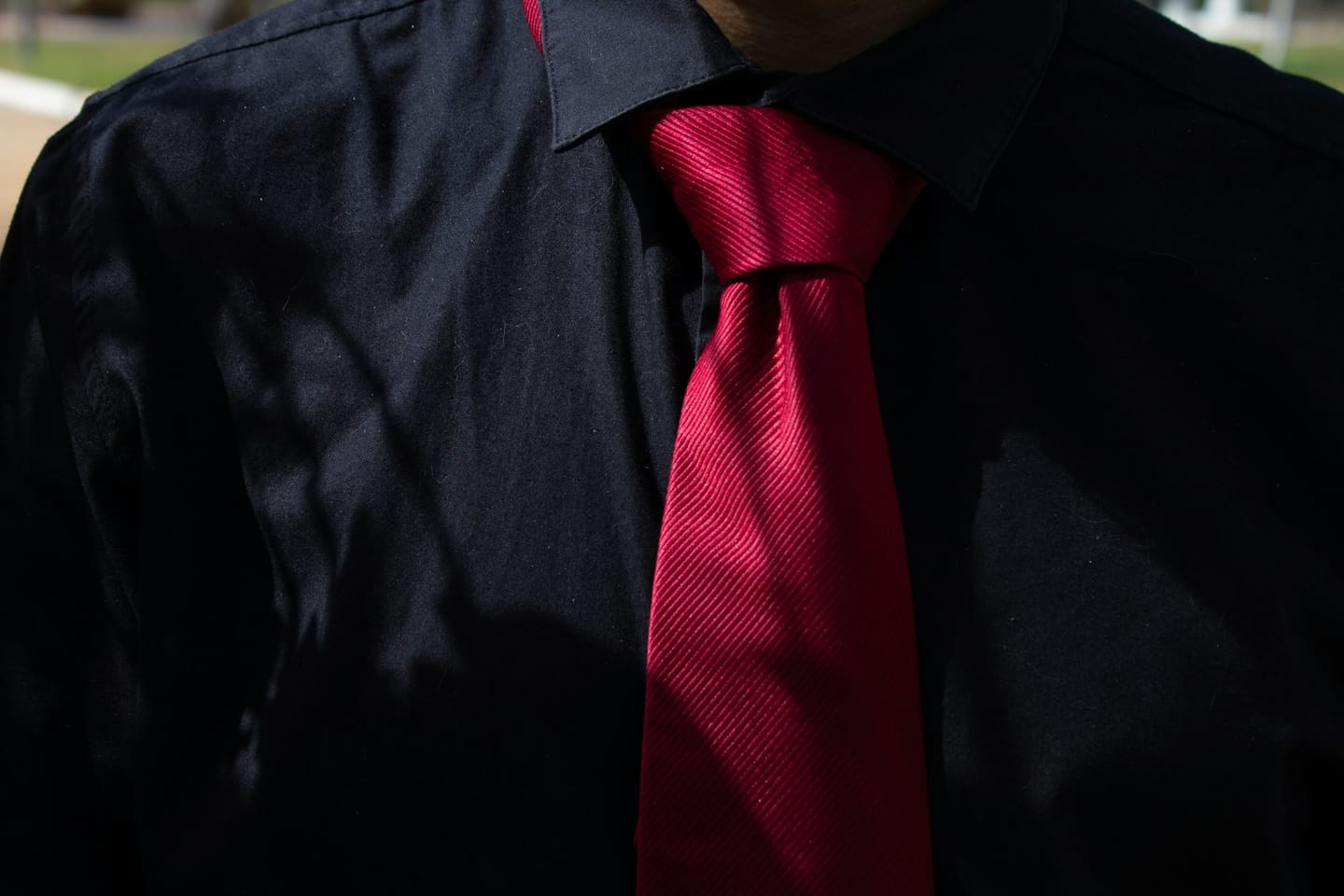 Accessories manufacturing context: a formal tie photographed in detail
